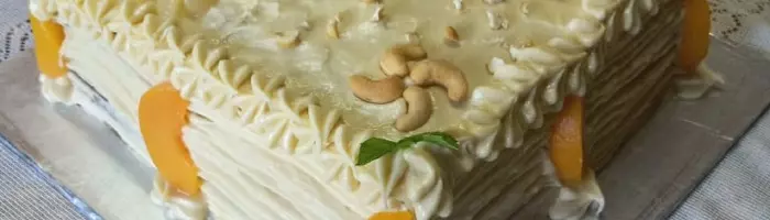 Pepo pumpkin and dandy peaches gateau