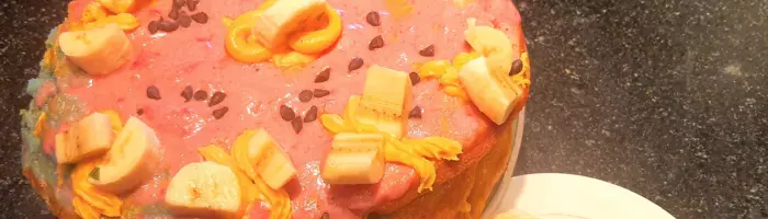 Marble Banana Cake with Berry purée