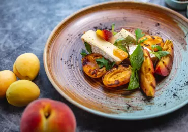 Grilled Peaches with Cheese and Mint